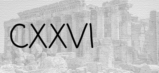 The Roman numeral 126
