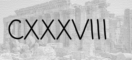 The Roman numeral 138