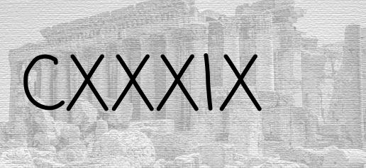 The Roman numeral 139