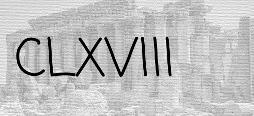 The Roman numeral 168