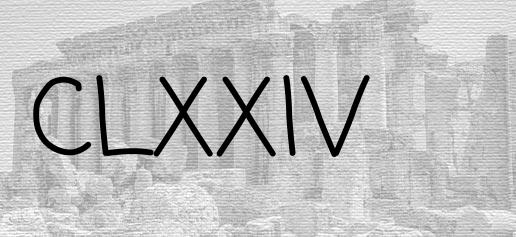 The Roman numeral 174