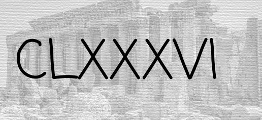 The Roman numeral 186