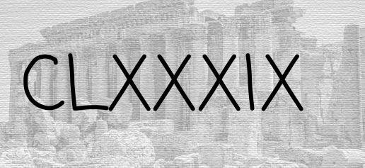 The Roman numeral 189