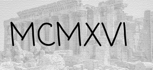 The Roman numeral 1916