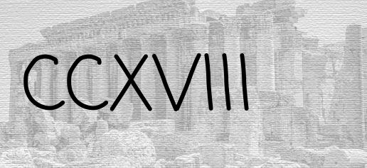 The Roman numeral 218
