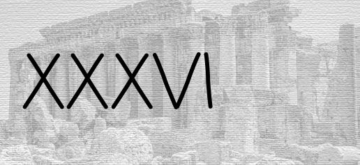 The Roman numeral 36