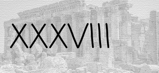 The Roman numeral 38