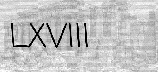 The Roman numeral 68