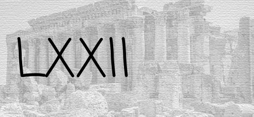 The Roman numeral 72