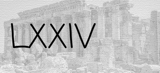 The Roman numeral 74