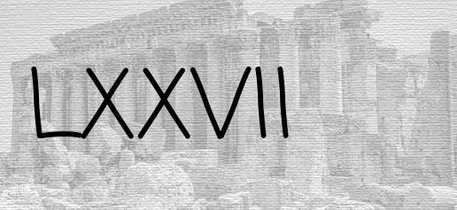 The Roman numeral 77