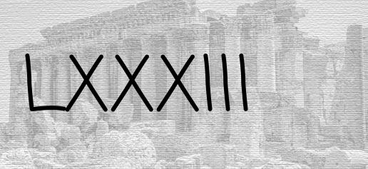 The Roman numeral 83