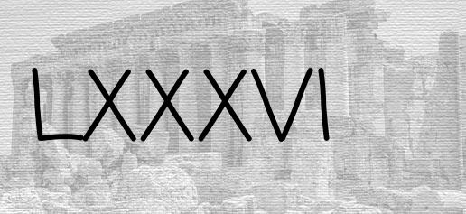 The Roman numeral 86