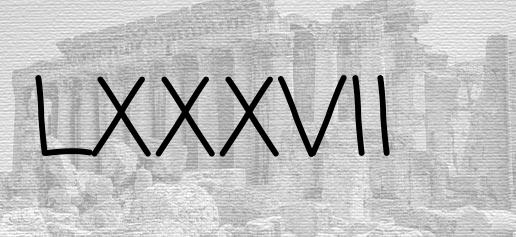 The Roman numeral 87